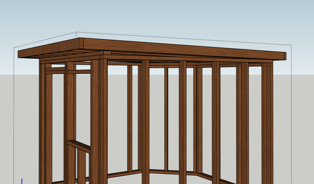 garden room flat roof design in sketch up
